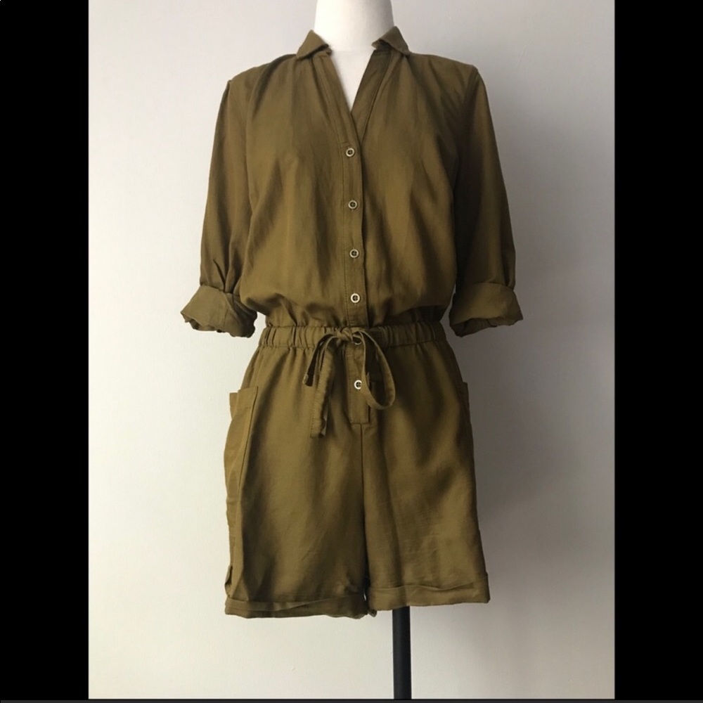 Olive green utility romper